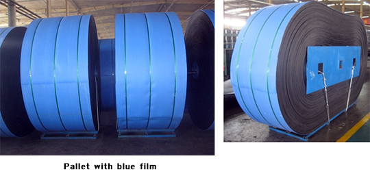 Pallet with blue film